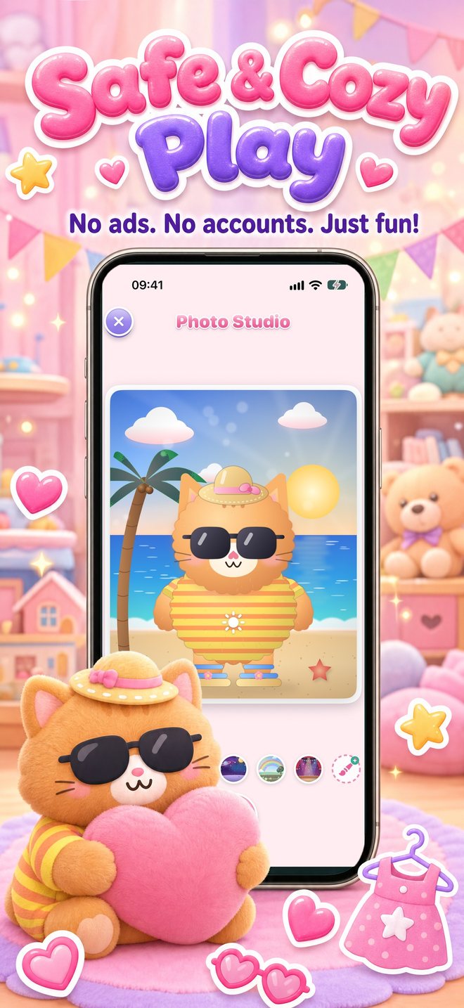 Safe and cozy play: no ads, no accounts, just fun